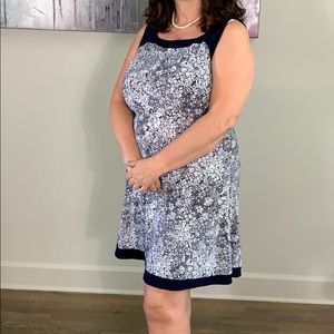 Chaps floral black and white dress